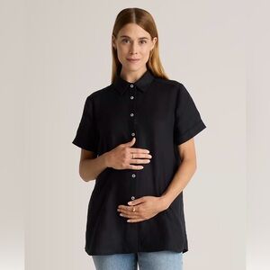 Quince Maternity Black Button Down Shirt